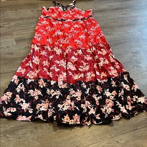 LOFT Zinnia Tiered Maxi Dress Sleeveless SZ 12 Cottage core Shabby Chic